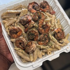 Rasta Pasta with Jerk Shrimp