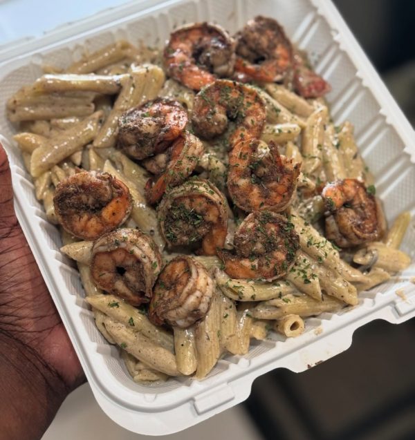 Rasta Pasta with Jerk Shrimp